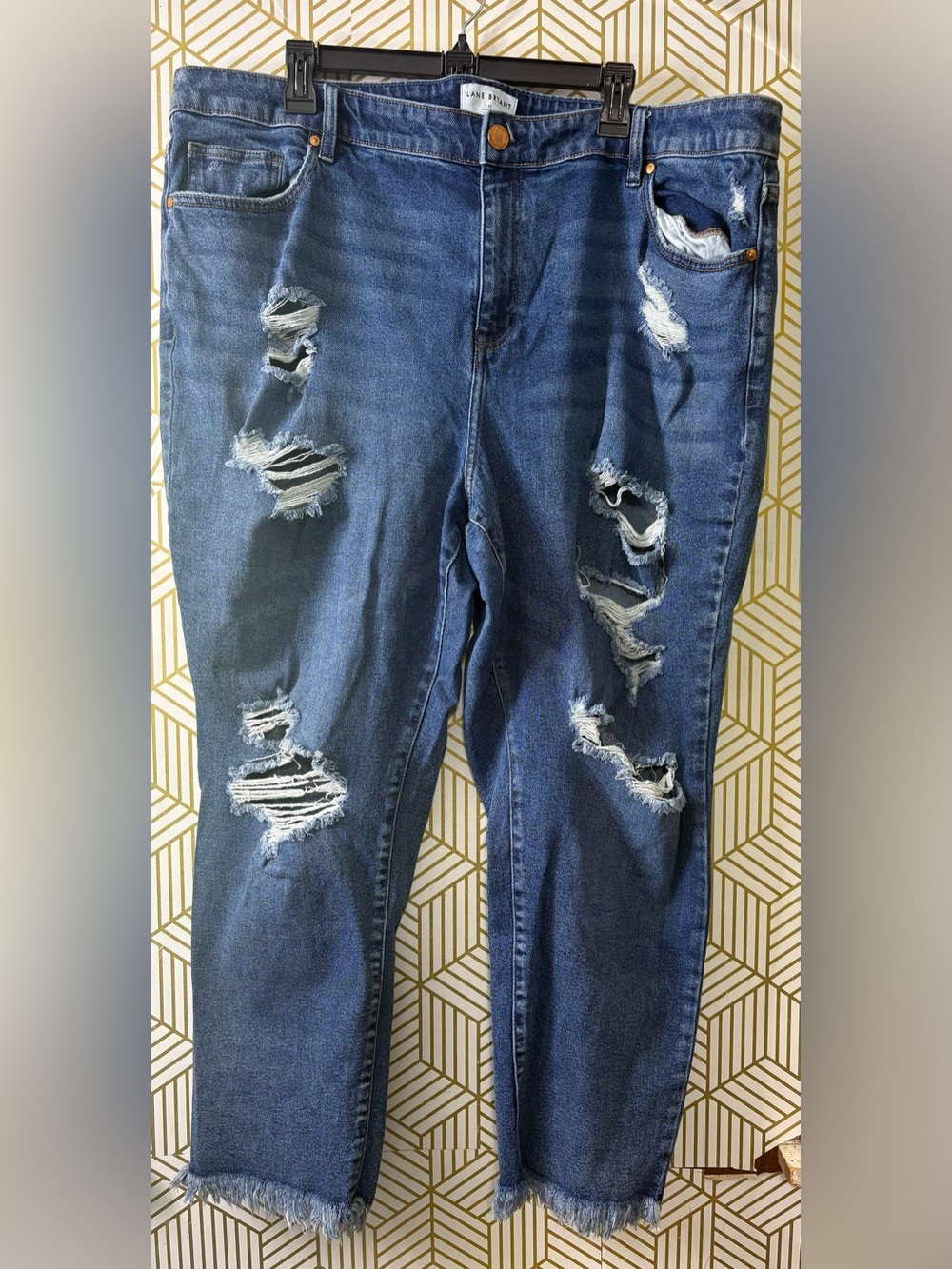Lane Bryant Distressed High-Rise girlfriend straight Women's Jeans size 22
